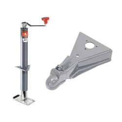 Bulldog 2K A-Frame Trailer Jack and Footplate 15" Lift Topwind w/ 15K Cast Head Coupler for 2-5/16" Ball