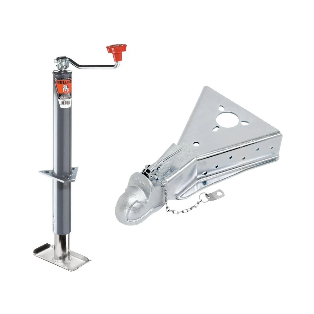 BULLDOG 2K A-Frame Trailer Jack Topwind 15″ Lift with 15K Cast Head Coupler