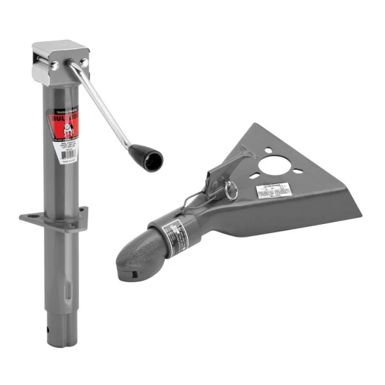 Bulldog 2K A-Frame Trailer Jack Sidewind 13" Lift with 5K Collar-Lok Coupler for 2" Ball Bundle, heavy-duty trailer jack, durable coupler
