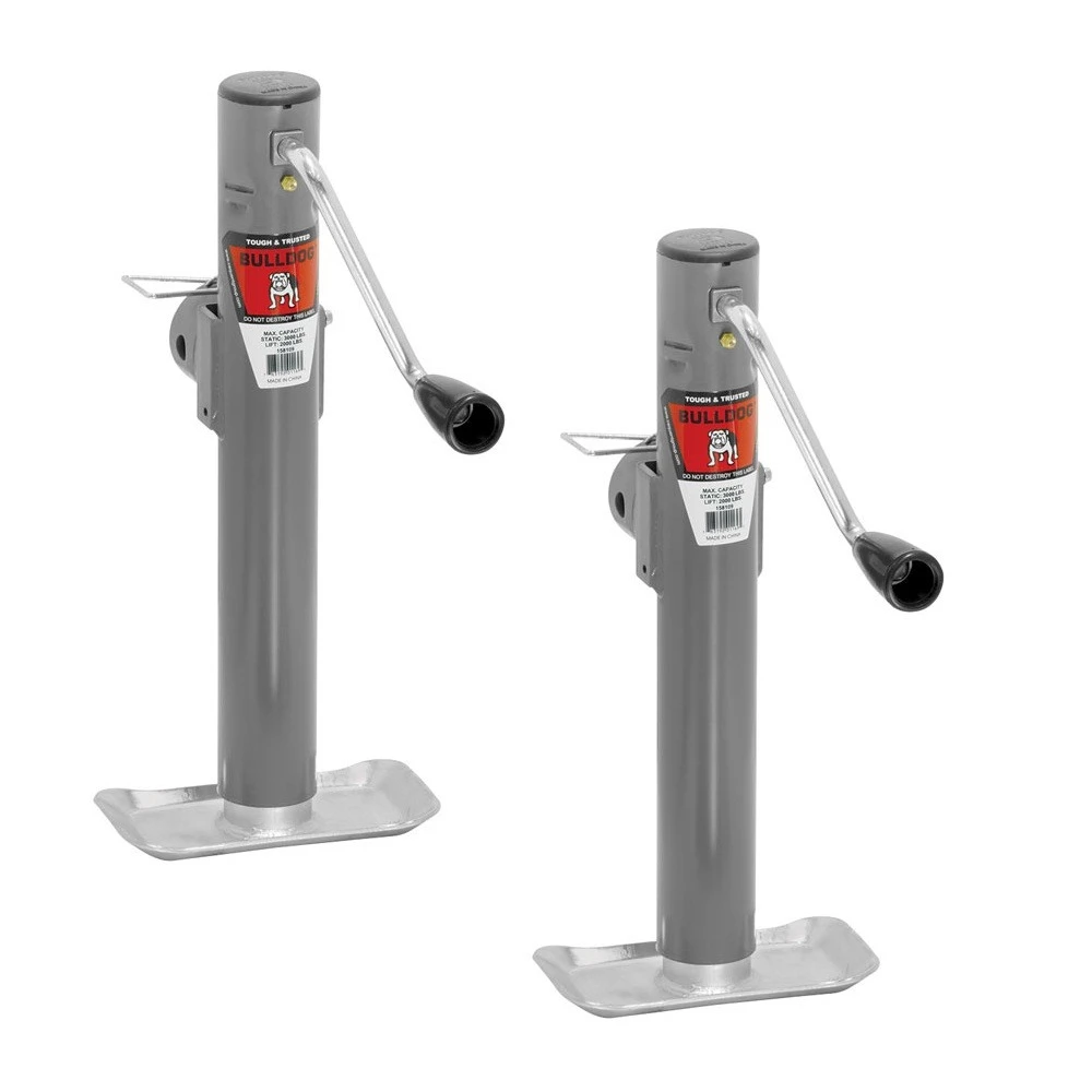 Bulldog 2K Round Pipe Mount Swivel Trailer Jack 10 Inch Lift Sidewind Handle 2‐Pack