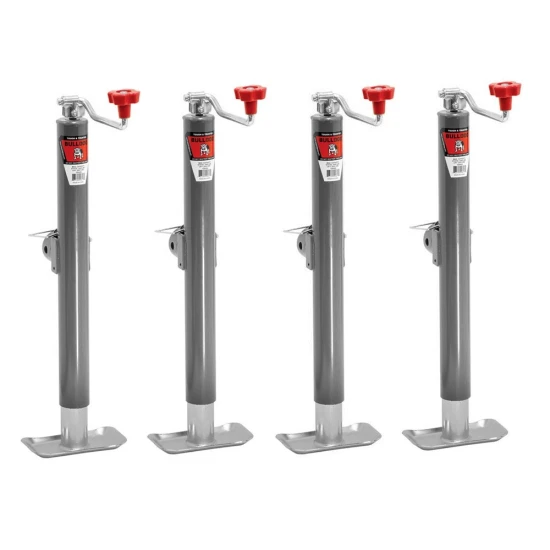 BULLDOG 2K Round Pipe Mount Swivel Trailer Jack 4-Pack with 15 Inch Lift Topwind & Pull Pin
