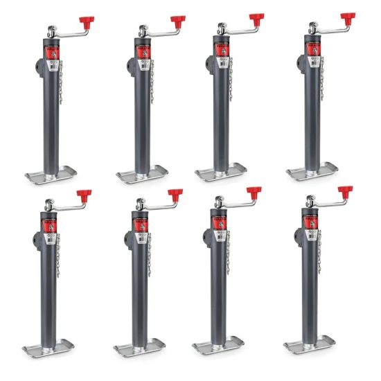 Bulldog 5K Pipe Mount Swivel Trailer Jack with Topwind Handle – 15" Lift, Set of 8
