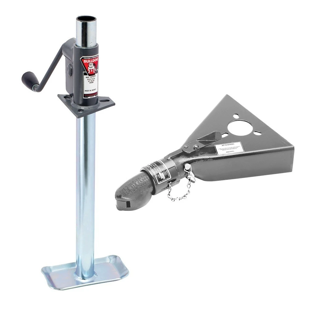 Bulldog 750 lb A-Frame Trailer Jack Bundle with Disc Foot & 5000 lb Collar-Lok Coupler