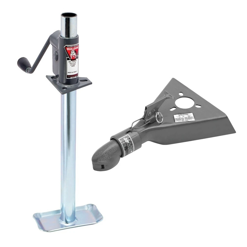 Bulldog 750 lb A-Frame Trailer Jack Bracket Footplate and 5K Collar-Lok Coupler for 2-inch Ball