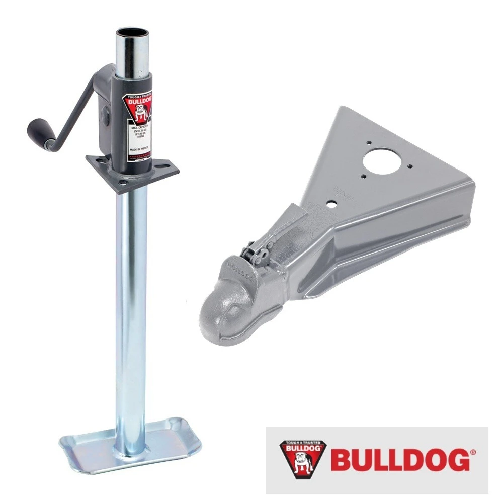 Bulldog 750 lb A-Frame Trailer Jack Kit with Weld-On Bracket Disc Foot & 15K Cast Head Coupler