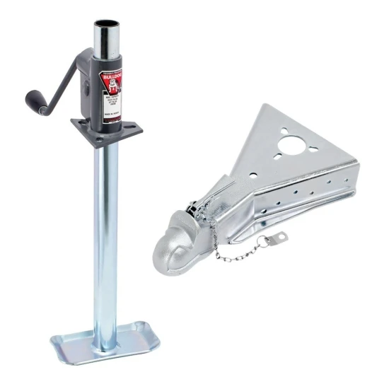 Bulldog 750 lb a-frame trailer jack with bracket disc foot and 15K cast head coupler 2-5/16 ball