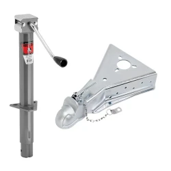 Bulldog 5K Round A-Frame Trailer Jack Sidewind 15" Lift w/ 15K Cast Head Coupler for 2-5/16" Ball