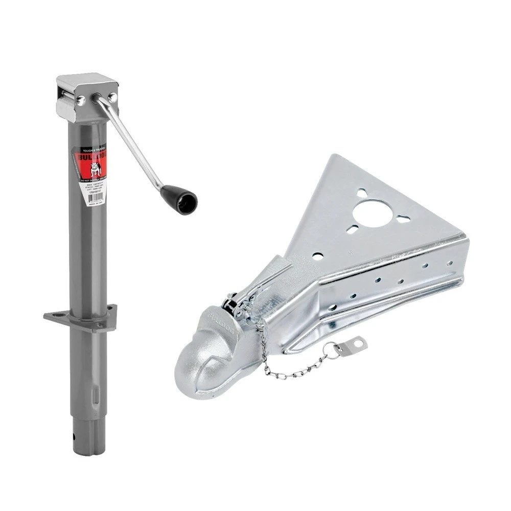 bulldog 5k a-frame sidewind trailer jack with 15k cast head coupler