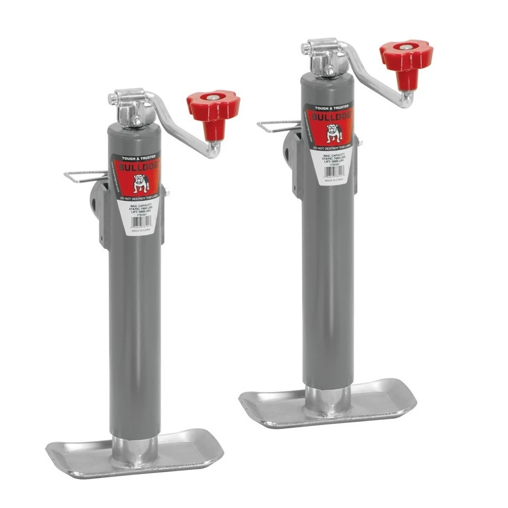 Bulldog 5K Round Pipe Mount Swivel Trailer Jack with Topwind Handle and 10 Inch Lift