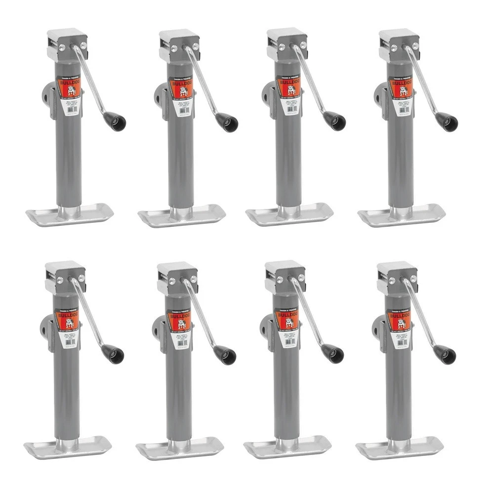 Bulldog 8-pack 5K round swivel pipe mount trailer jacks with sidewind and 10-inch lift