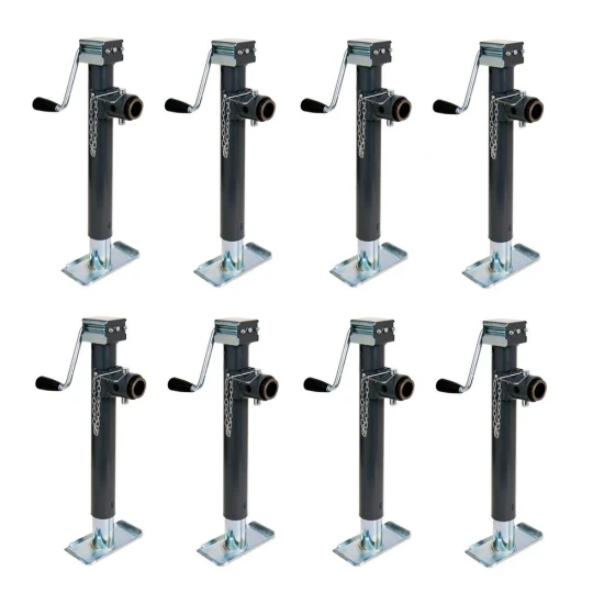 Bulldog 5K Round Pipe Mount Swivel Trailer Jack with Sidewind Handle and 15" Lift – 8 Pack