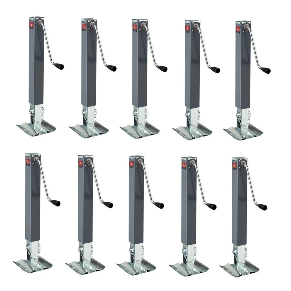 Bundle of ten Bulldog 10K square trailer jacks with 15 inch sidewind lift and footplate