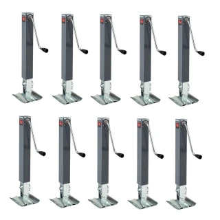 Bundle of ten Bulldog 10K square trailer jacks with 15 inch sidewind lift and footplate