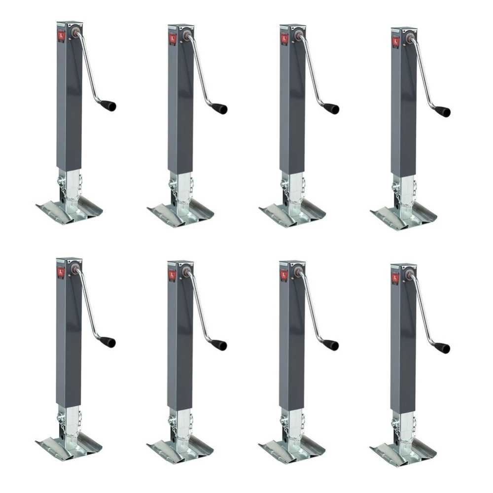 Bundle of 8 Bulldog 10K Square Trailer Jacks with 15 Inch Sidewind Lift and Footplate