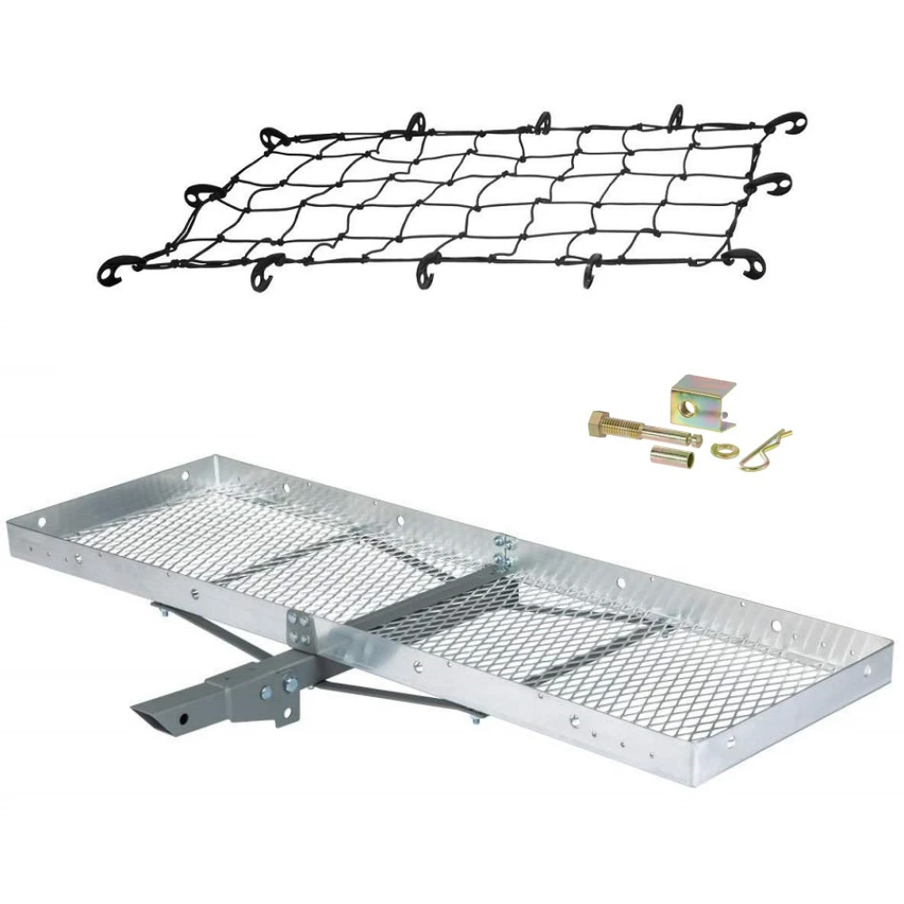 CURT 60x20 Aluminum Hitch Cargo Carrier with Elastic Net and Anti-Rattle Pin
