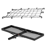 CURT 60x20 folding hitch cargo carrier with elastic net – 500 lb capacity