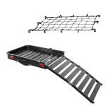 CURT 50x30.5 Aluminum Hitch Cargo Carrier with Folding Ramp, Cargo Net & Hitch Lock