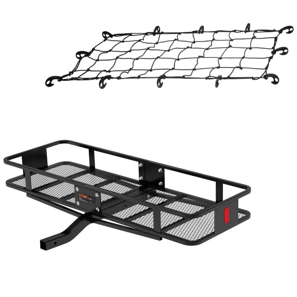 curt 60x20 basket hitch cargo carrier with 43x24 net mounted on suv