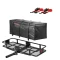 CURT Folding Basket Hitch Cargo Carrier 60x20 + Cargo Net, 500 lb CURT 60x20 folding basket hitch cargo carrier with elastic net – 500 lb capacity