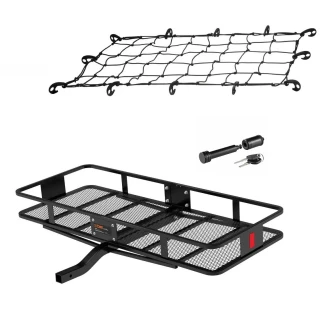  CURT 60x24 Fixed Shank Basket Hitch Cargo Carrier with Net and Hitch Lock for 2" Receiver