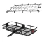 curt 60 x 24 inch steel basket hitch cargo carrier with elastic net bundle