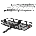 CURT 60x24 folding hitch cargo basket with elastic net for 2-inch receiver