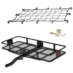 CURT 60x24 Basket Hitch Cargo Carrier with Folding Shank, Elastic Net, and Anti-Rattle Pin