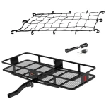 CURT Folding Hitch Cargo Carrier 60x24 with Elastic Net and Hitch Lock