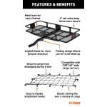 CURT 60x24 folding hitch cargo basket with elastic net for 2-inch receiver