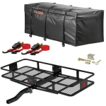 CURT 60x24 Folding Hitch Cargo Carrier with Cargo Bag, Tie Down Straps and Anti-Rattle Pin – Heavy-Duty Steel Basket for 2" Receiver