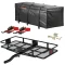 CURT 60x24 Folding Hitch Cargo Carrier with Cargo Bag, Tie Down Straps and Anti-Rattle Pin – Heavy-Duty Steel Basket for 2" Receiver