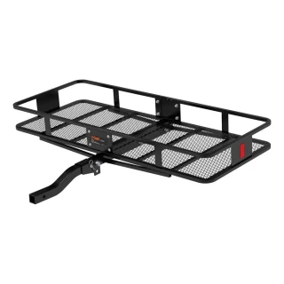 CURT 60x24 Folding Hitch Cargo Carrier with Cargo Bag, Tie Down Straps and Anti-Rattle Pin – Heavy-Duty Steel Basket for 2" Receiver