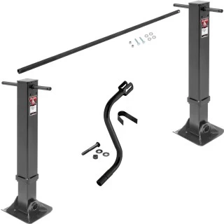Bulldog 90,000 lbs. Tandem Landing Gear Trailer Jacks 17" Lift Fixed Leg AAR & TTMA rated w/ 73" Cross Shaft Tube + Crank - Weld On