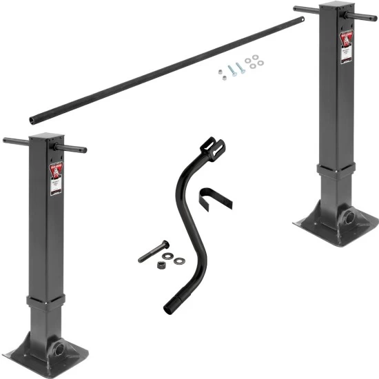 Bulldog 90,000 lbs. Tandem Landing Gear Trailer Jacks 17" Lift Fixed Leg AAR & TTMA rated w/ 73" Cross Shaft Tube + Crank - Weld On