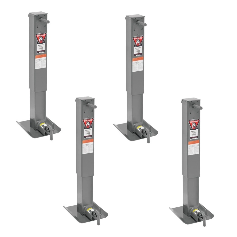 Bulldog 12K Square Trailer Jack 26in Drop Leg Non Spring Return Bundle of 4
