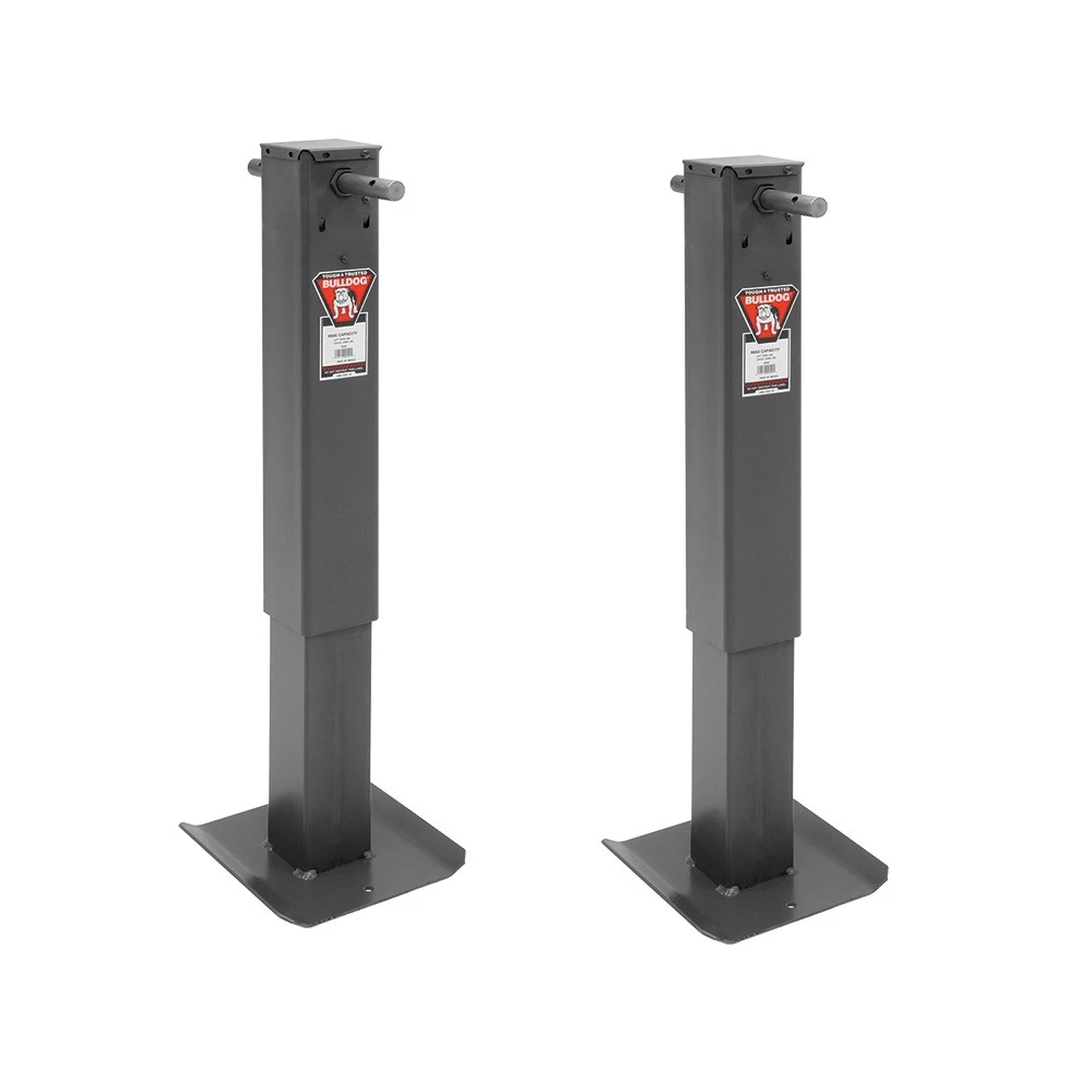 Bulldog 12K square trailer jack sidewind fixed leg black powdercoat 4-inch tube