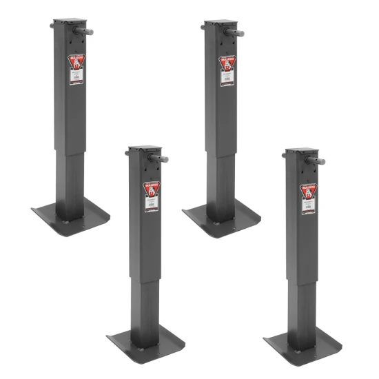 BULLDOG 12K square trailer jack 4-pack with 26″ lift, sidewind, fixed leg, black powdercoat