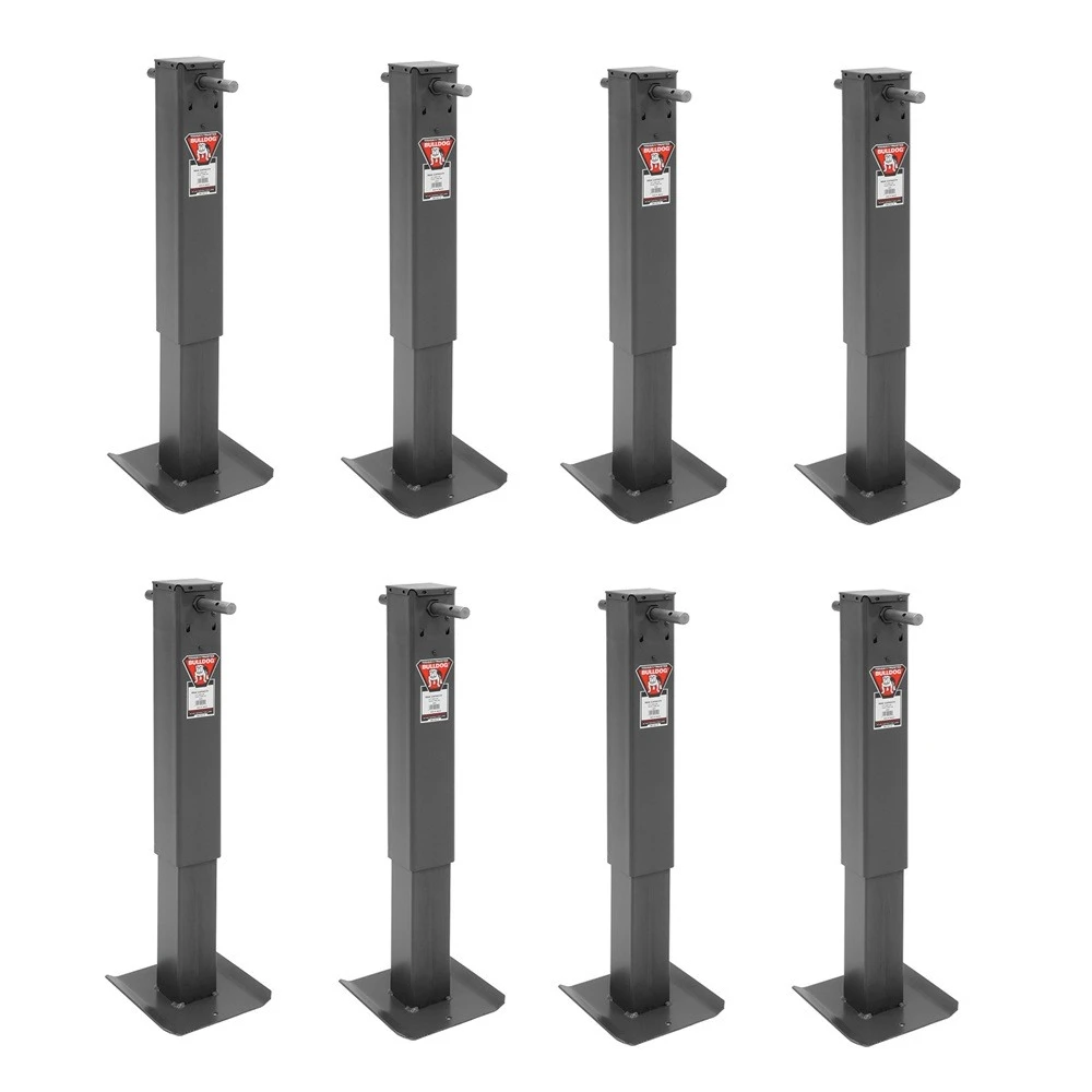 Bulldog 8-Pack 12K Square Trailer Jacks with 26" Lift Sidewind Fixed Leg Bundle