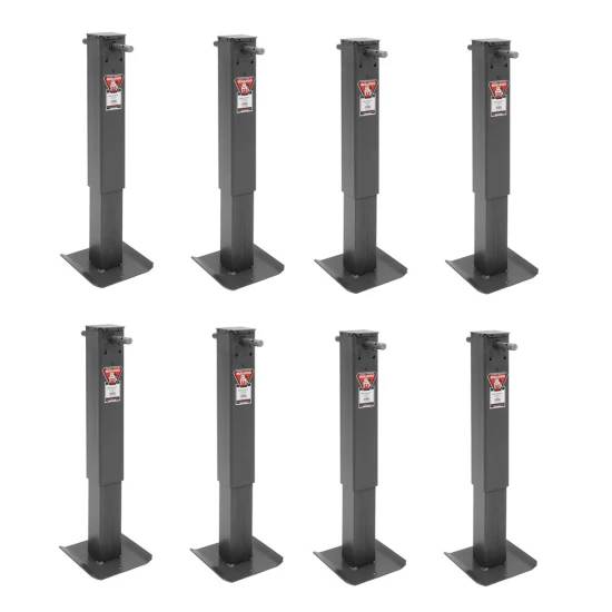 Bulldog 8-Pack 12K Square Trailer Jacks with 26" Lift Sidewind Fixed Leg Bundle