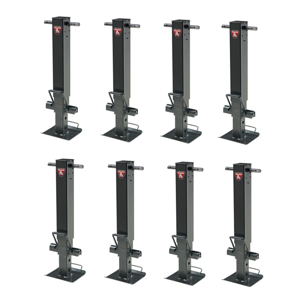 Bulldog 25K Square Trailer Jack bundle, 8 pack, 26 inch sidewind drop leg, non-spring return