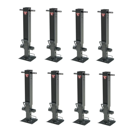 Bulldog 25K Square Trailer Jack bundle, 8 pack, 26 inch sidewind drop leg, non-spring return