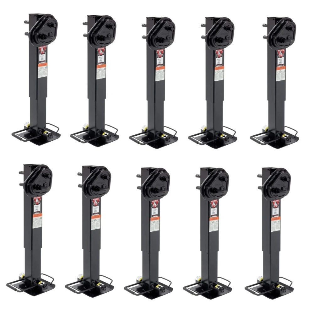 Bulldog 10-Pack Twin Cam 2-Speed 25K Square Trailer Jacks with Drop Leg Heavy Duty Bundle