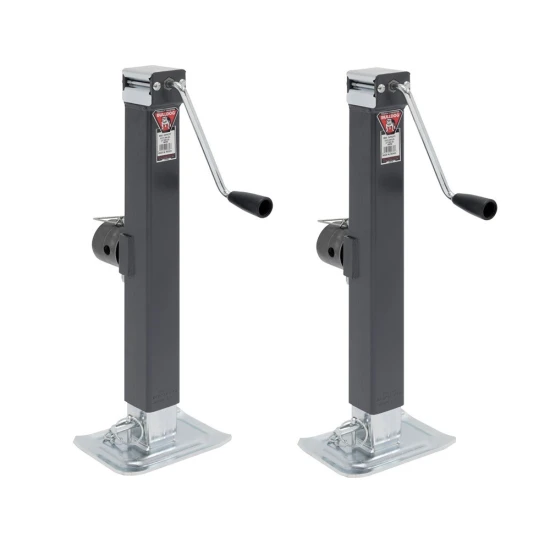 Bulldog 8K square trailer jack 2-pack with swivel mount and 15-inch sidewind lift