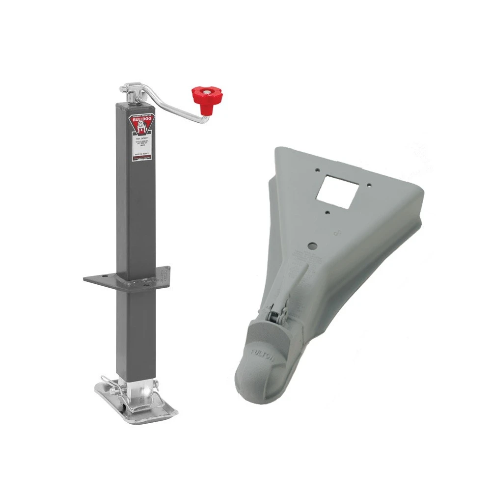 BULLDOG 5K square A-frame topwind trailer jack with 15K cast head coupler for 2-5/16″ ball