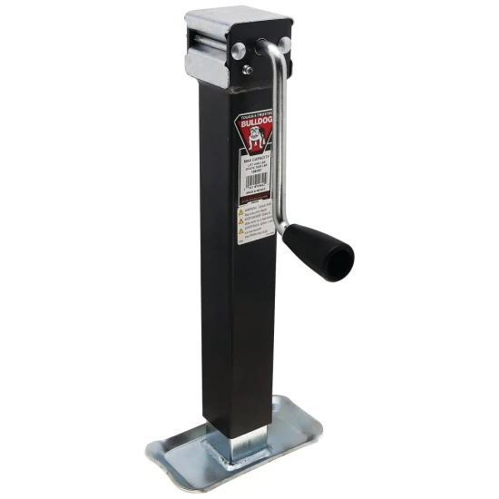 Bulldog 5K Square Trailer Jack Bundle with 10 Inch Lift and Sidewind Handle