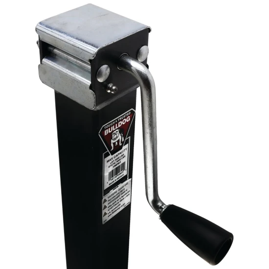 Bulldog 5K Square Trailer Jack Bundle with 10 Inch Lift and Sidewind Handle