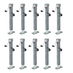 Bulldog 10x 5K Square Trailer Jack w/ Round Tubular Swivel Mount Sidewind and 15" Lift