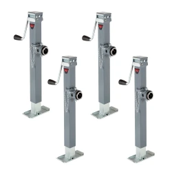 Bulldog 4x 5K Square Trailer Jack w/ Round Tubular Swivel Mount Sidewind and 15" Lift
