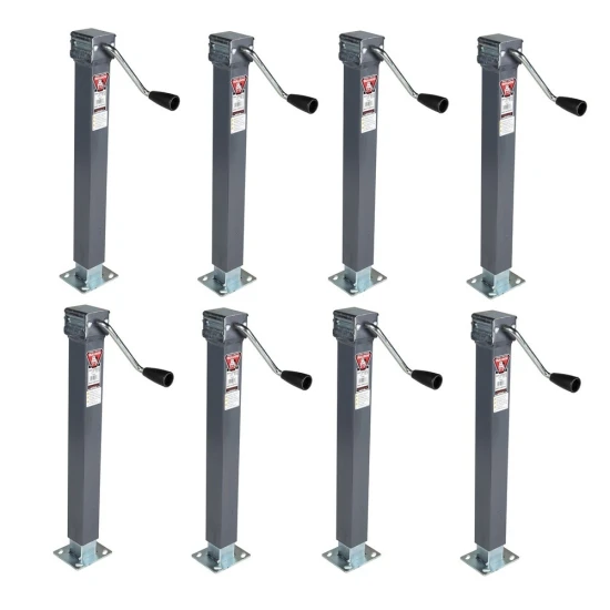 Bulldog 5K Square Trailer Jacks Bundle with 15" Lift and Sidewind Handle – 8 Pack