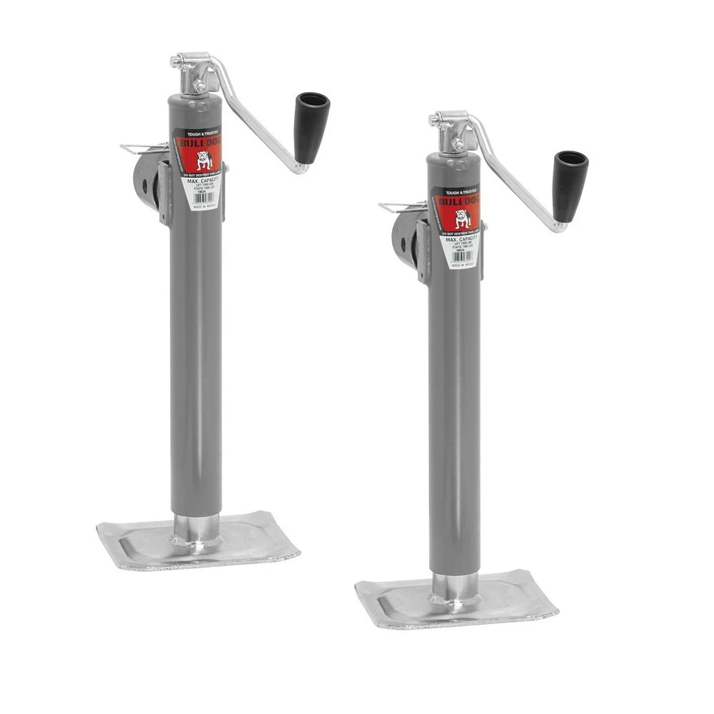 2-Pack Bulldog 7,000 lb Round Pipe-Mount Swivel Trailer Jacks Topwind 15 Inch Lift